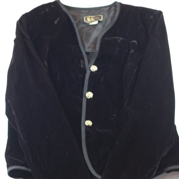 VINTAGE R&K Evening Black Velvet Blazer Large Women❤️💜 - Picture 3 of 12